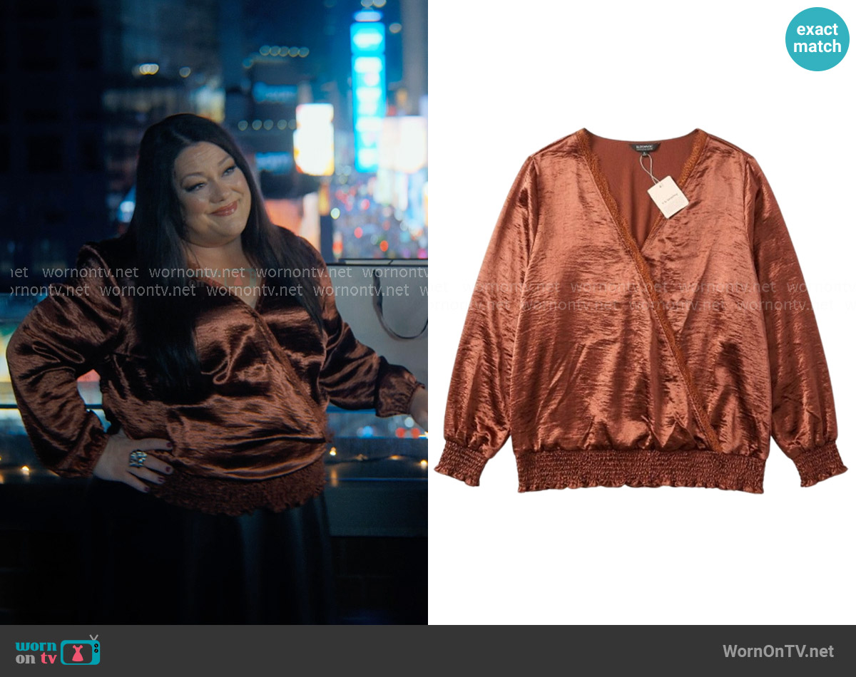 BloomChic Surplice Wrap Style Blouse worn by Dana Sue Sullivan (Brooke Elliott) on Sweet Magnolias