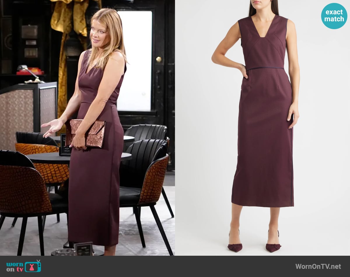 BOSS Drumialdan Virgin Wool Midi Sheath Dress worn by Phyllis Summers (Michelle Stafford) on The Young and the Restless