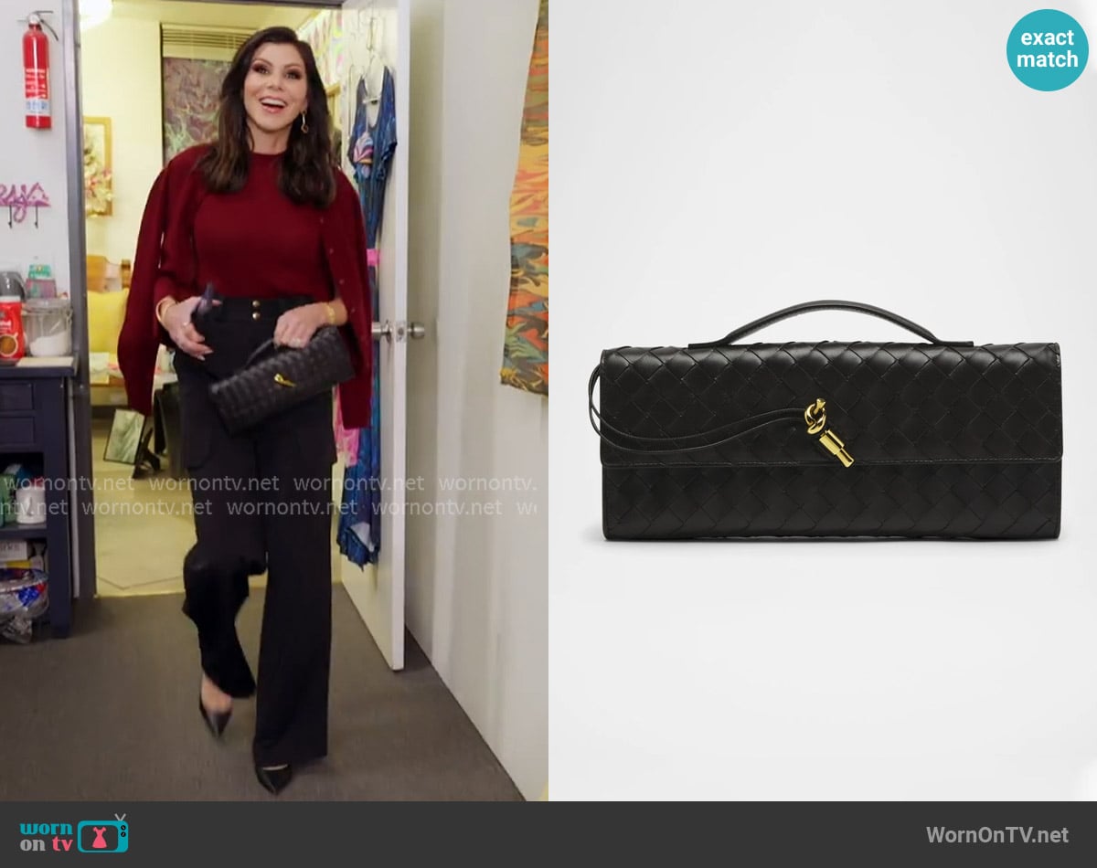 Bottega Veneta Long Andiamo Clutch Bag with Handle worn by Heather Dubrow on The Real Housewives of Orange County