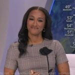 Brittany's grey plaid floral applique dress on Good Morning America