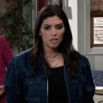 Brook-Lynn’s navy satin jacket on General Hospital