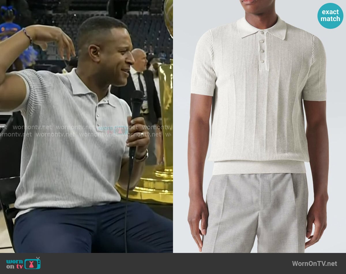 Brunello Cucinelli Cotton polo shirt in Nebbia worn by Craig Melvin on Today