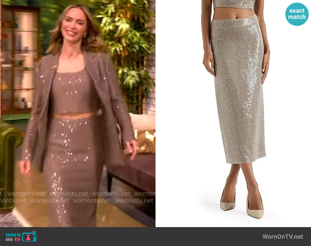 Brunello Cucinelli Dazzling Cascade Embroidery Skirt worn by Emily Blunt on The View