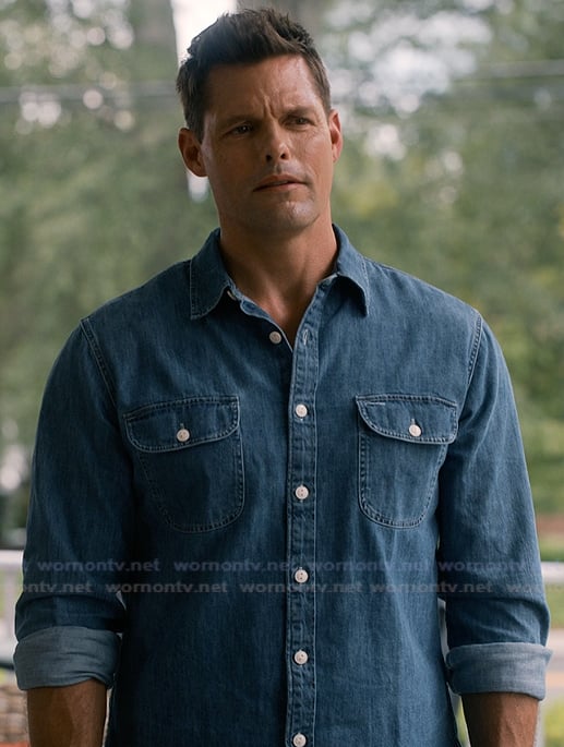 Cal’s denim shirt on Sweet Magnolias