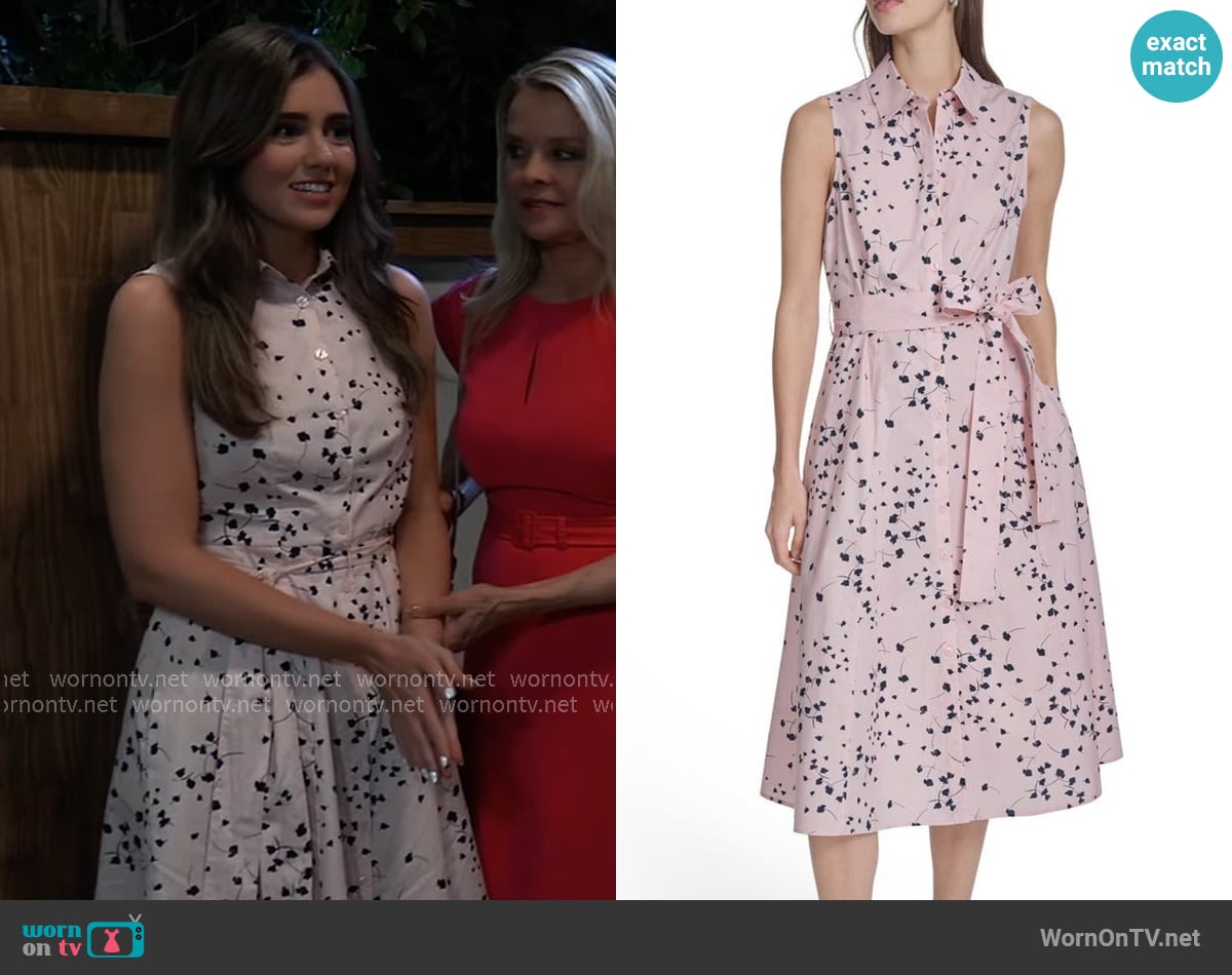 Calvin Klein Tossed Flowers Shirtdress worn by Emma Scorpio-Drake (Braedyn Bruner) on General Hospital