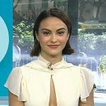 Camila Mendes's ivory cutout ruffle top and skirt on Today