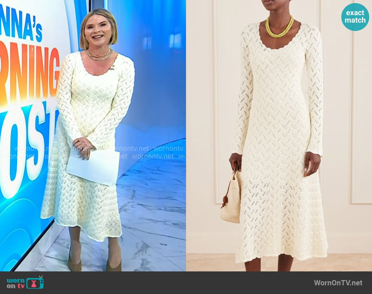 Cara Cara Avril Pointelle Dress in Ivory worn by Jenna Bush Hager on Today