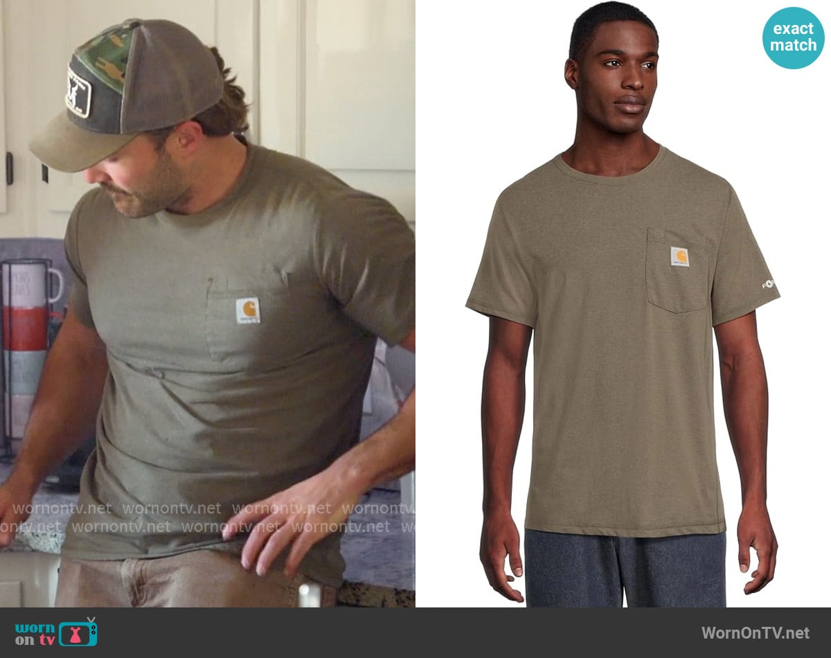 Carhartt Force Relaxed Fit Midweight Short Sleeve Pocket T-Shirt worn by Steven McBee Jr on The McBee Dynasty Real American Cowboys