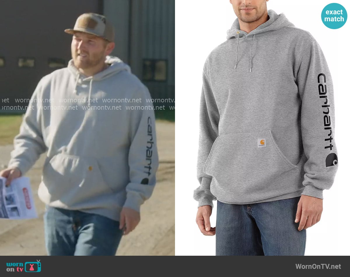 Carhartt Iconic K288 Logo Sweatshirt worn by Cole McBee on The McBee Dynasty Real American Cowboys
