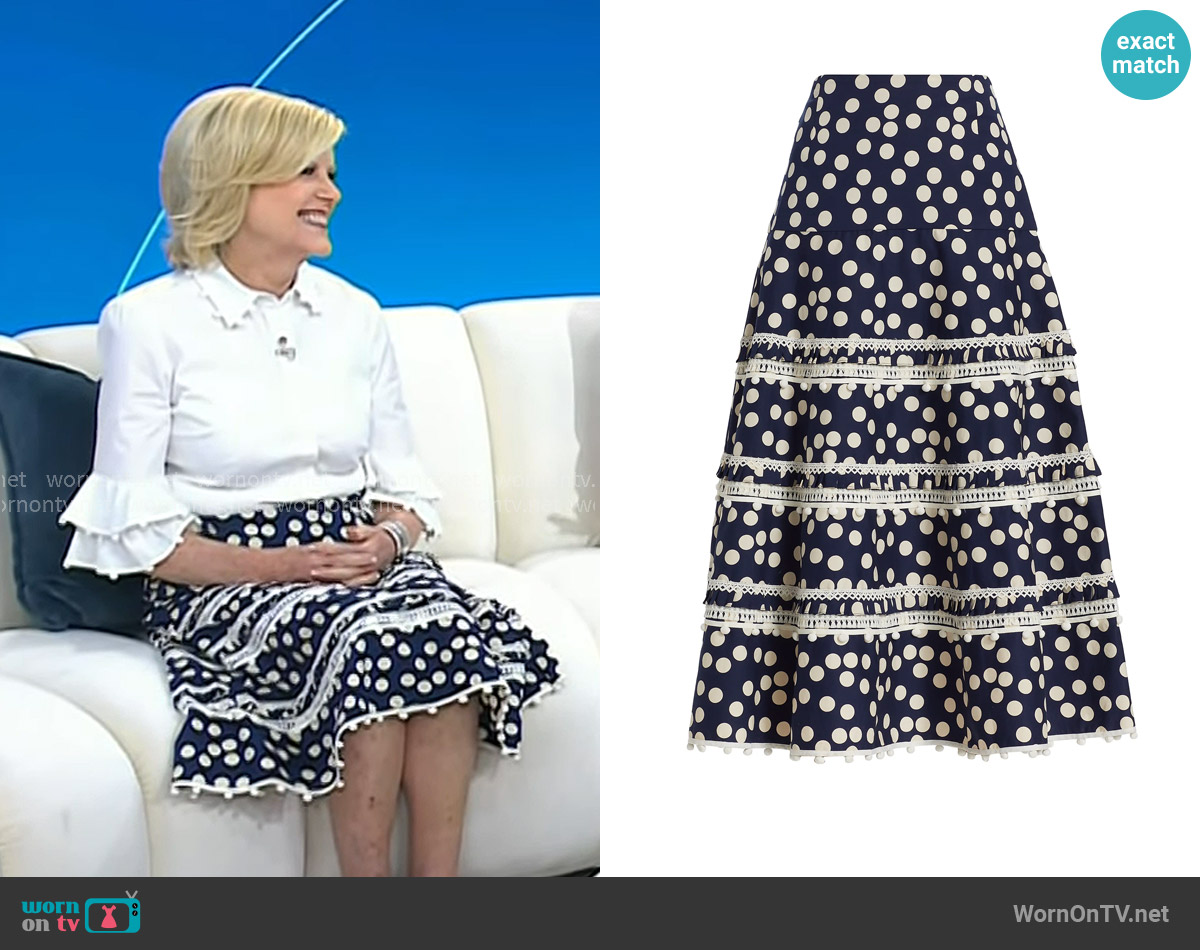 Carolina Herrera Cabana Polka-Dot Midi-Skirt worn by Anne Thompson on Today