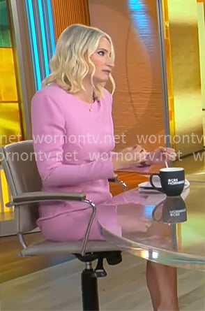 Caroline Polisi’s pink cross front dress on CBS Mornings