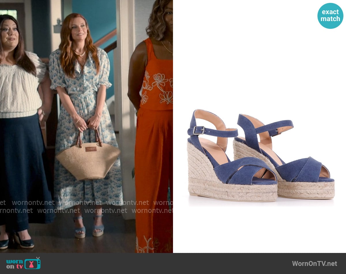 Castaner Blaudell Buckle-Fastened Wedge Sandals worn by Maddie Townsend (JoAnna Garcia Swisher) on Sweet Magnolias