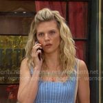 Cat’s blue pinstripe sleeveless dress on Days of our Lives