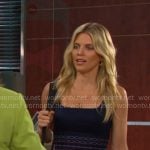 Cat’s navy embroidered stitching waist dress on Days of our Lives