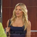 Cat’s navy embroidered stitching waist dress on Days of our Lives