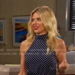 Cat’s navy polka dot dress on Days of our Lives