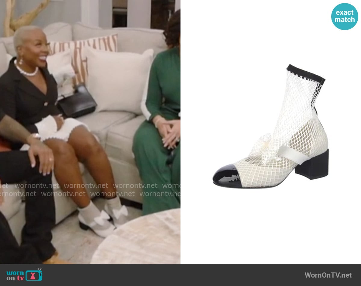 Chanel Interlocking CC Sock Boots worn by Pinky Cole on The Real Housewives of Atlanta
