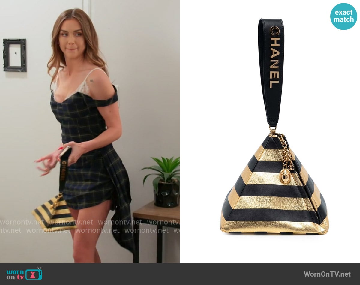 Chanel Metallic Lambskin Kheops Pyramid Clutch worn by Lala Kent on The Valley