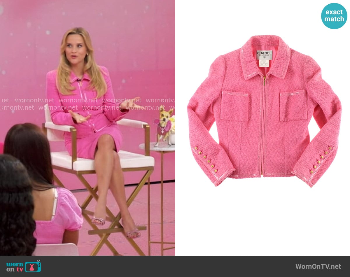 Chanel Vintage Piping Tweed Jacket worn by Reese Witherspoon on Good Morning America