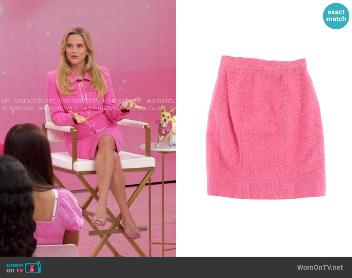 Chanel Vintage Tweed Skirt worn by Reese Witherspoon on Good Morning America