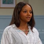 Chanel's white stripe oversized shirt on Days of our Lives