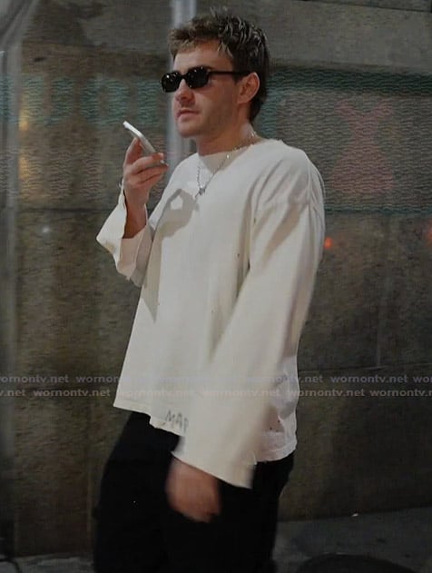 Charlie’s white long sleeve tee on Next Gen NYC