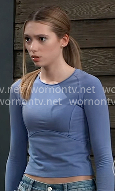 Charlotte’s blue long sleeved top on General Hospital
