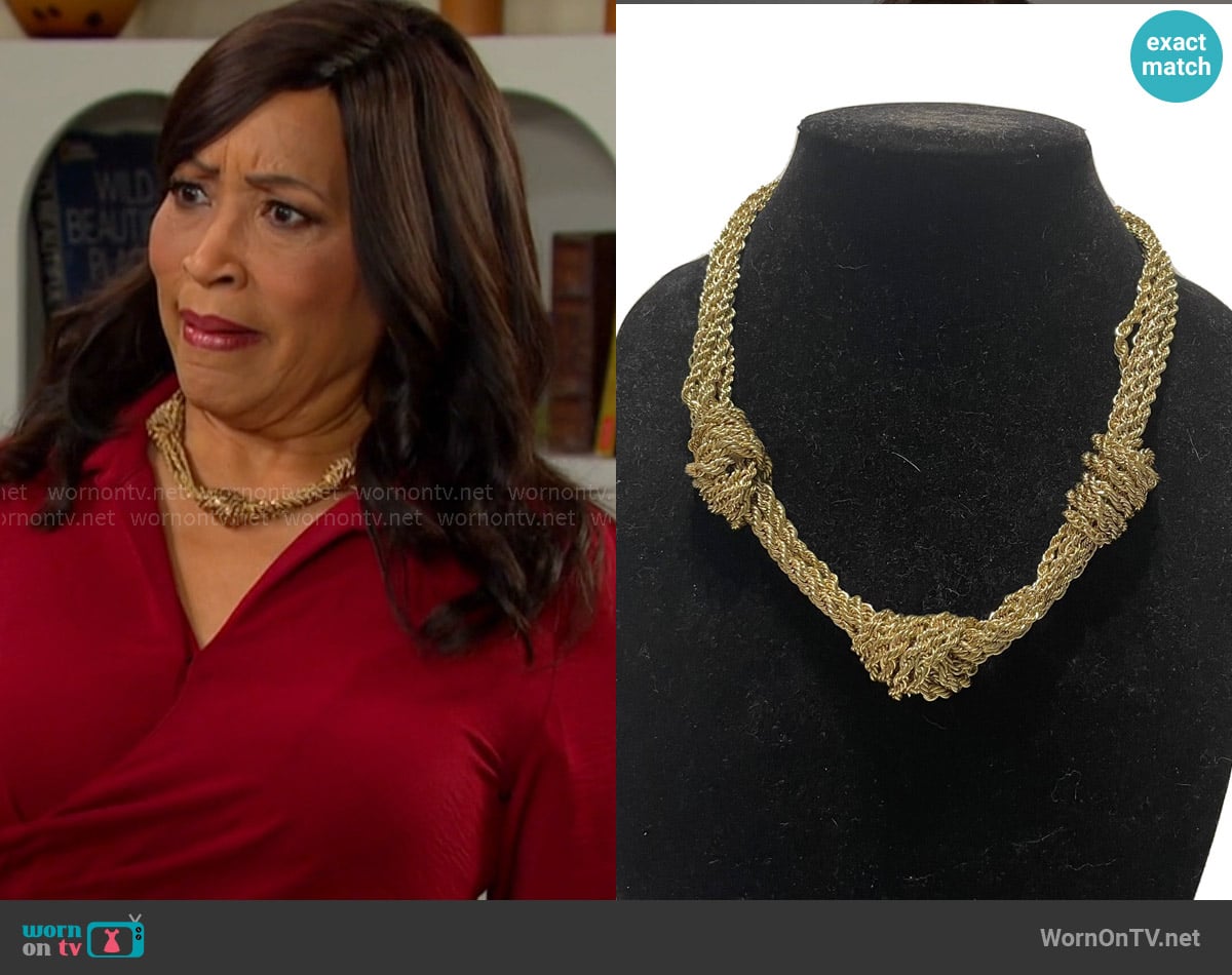 Charter Club 3 Knot Chunky Necklace worn by Paulina Price (Jackée Harry) on Days of our Lives