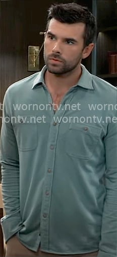 Chase’s green button down shirt on General Hospital