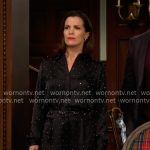 Chelsea’s black rhinestone studded romper on The Young and the Restless