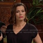Chelsea’s black v-neck pleated midi dress on The Young and the Restless