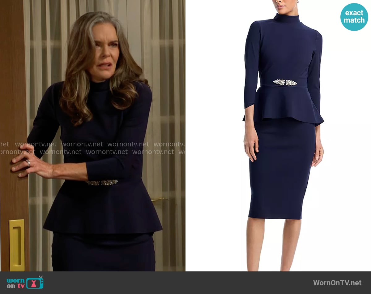Chiara Boni La Petite Robe Haby Peplum Mock Neck Dress worn by Diane Jenkins (Susan Walters) on The Young and the Restless