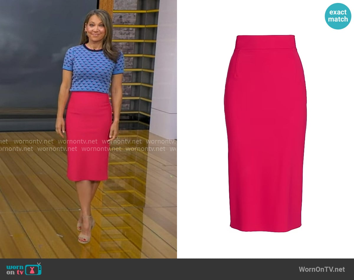 Chiara Boni La Petite Robe Lumi Pencil Skirt worn by Ginger Zee on Good Morning America