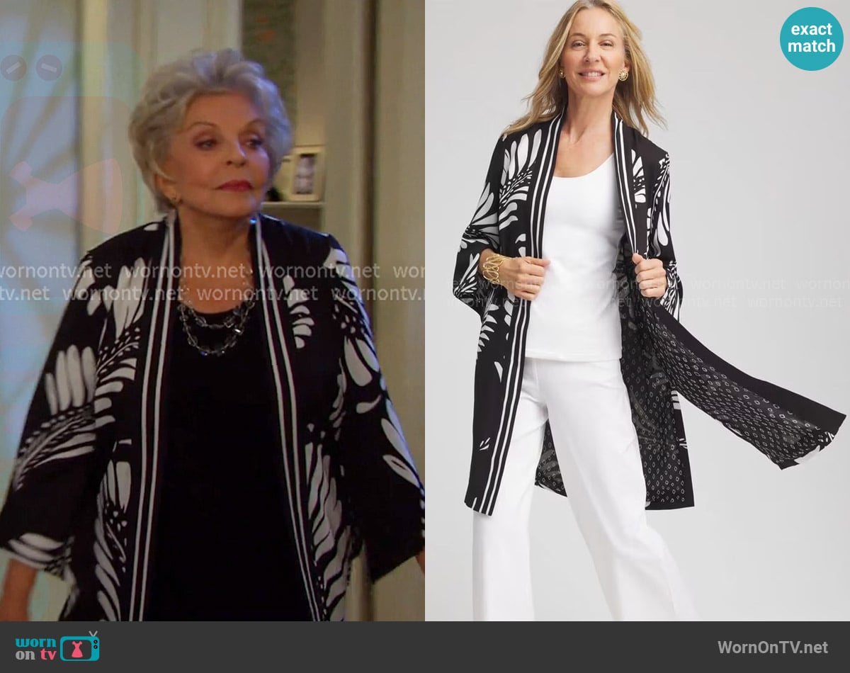 Chico's Tie-Front Long Kimono worn by Julie Olson Williams (Susan Seaforth Hayes) on Days of our Lives
