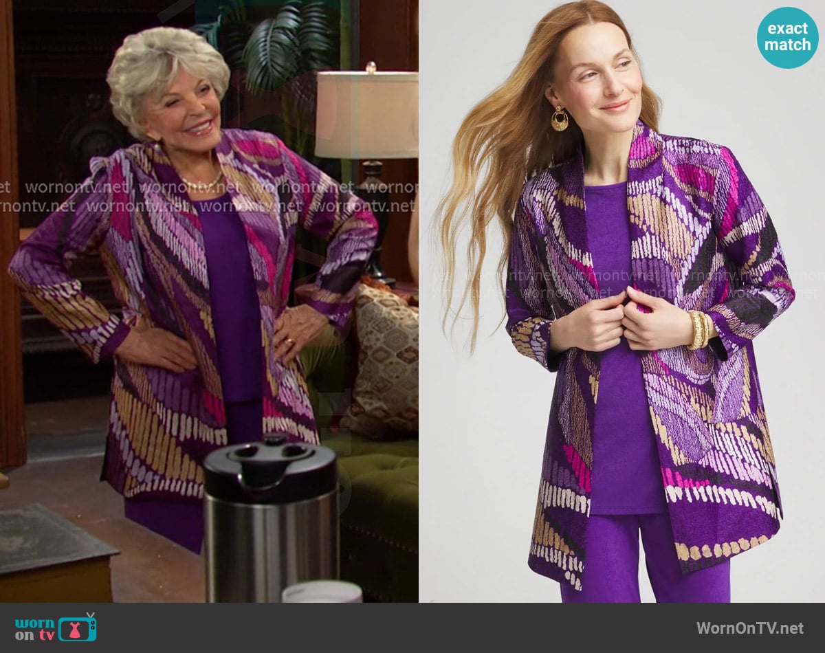 Chico's Travelers Collection Rio Reversible Crushed Jacket worn by Julie Olson Williams (Susan Seaforth Hayes) on Days of our Lives
