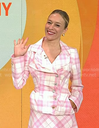 Chloe Sevigny’s pink plaid blazer and skirt on Today