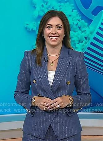 Chloe’s blue pinstripe blazer and pants on Today