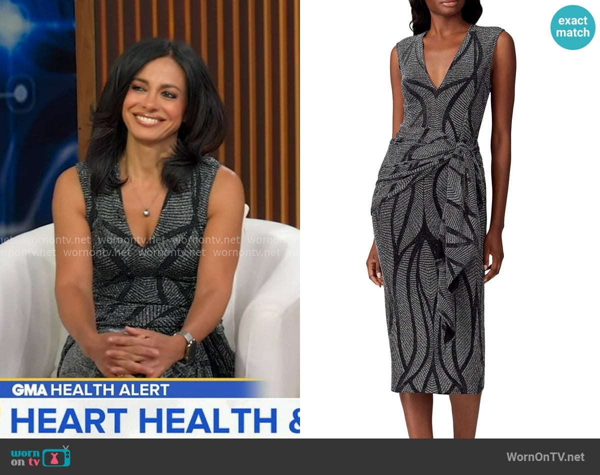 Christian Siriano Metallic Knit Drape Dress worn by Dr. Tara Narula on Good Morning America