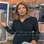 Christine Romans' navy buckle waist shirtdress on NBC News Daily
