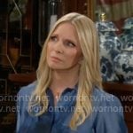 Christine’s blue painted ombre blouse on The Young and the Restless