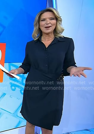 Christine’s navy buckle waist shirtdress on Today