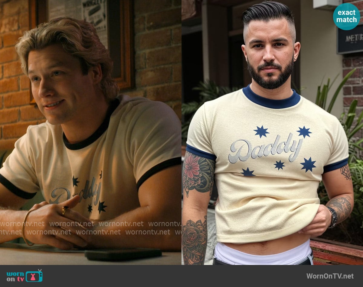 Ciciful Daddy Print Contrast Binding Casual Beige Top worn by Dean Di Laurentis (Stephen Kalyn) on Off Campus