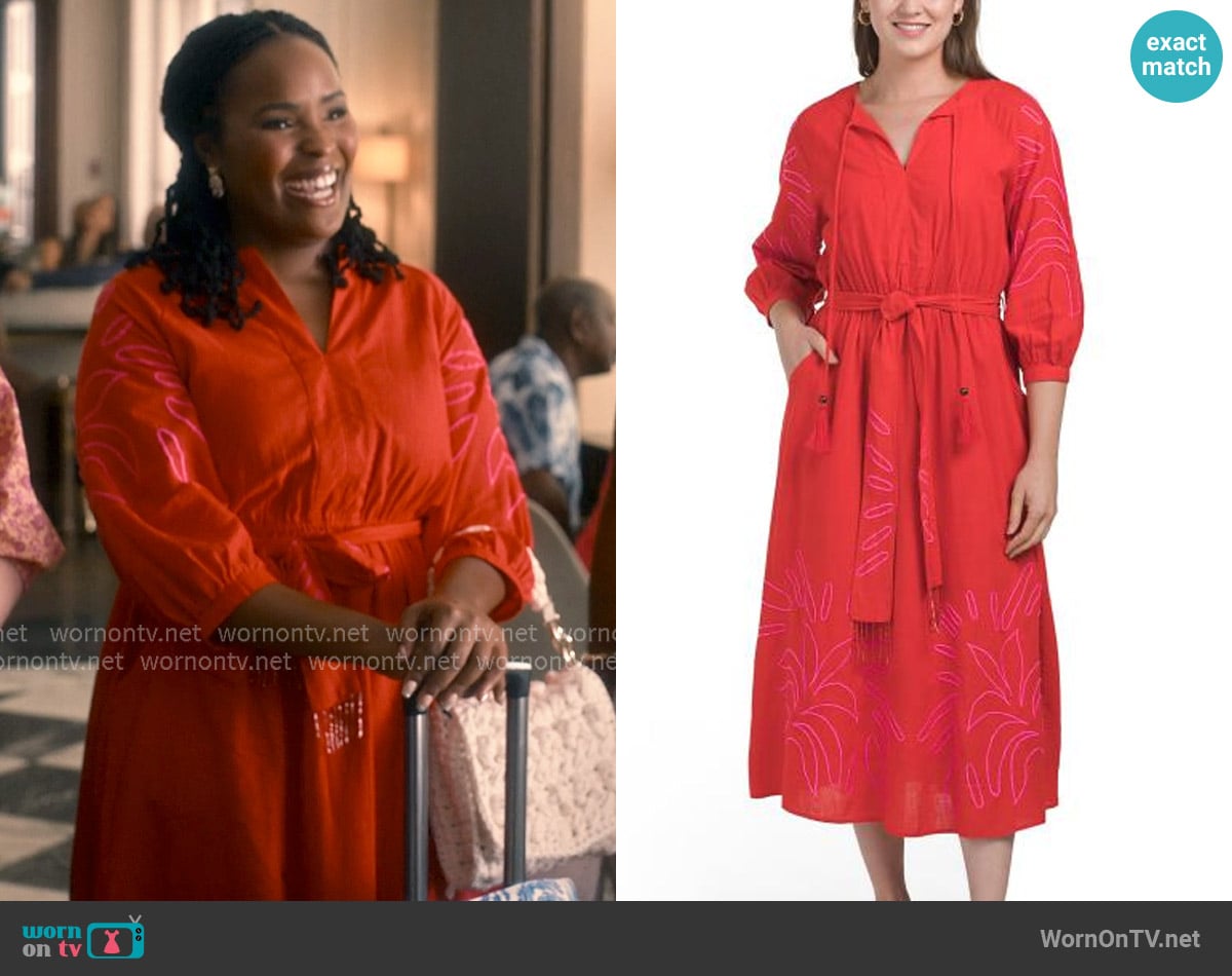Ciebon Eliza Embroidered Long Sleeve Maxi Dress worn by  Peggy Joyce Martin (Brittany L. Smith) on Sweet Magnolias