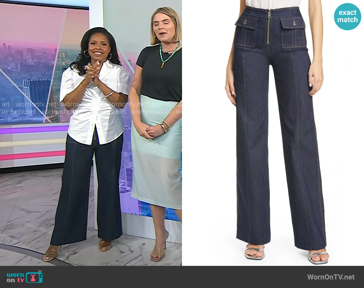 Cinq a Sept Azure Wide Leg Jeans worn by Sheinelle Jones on Today