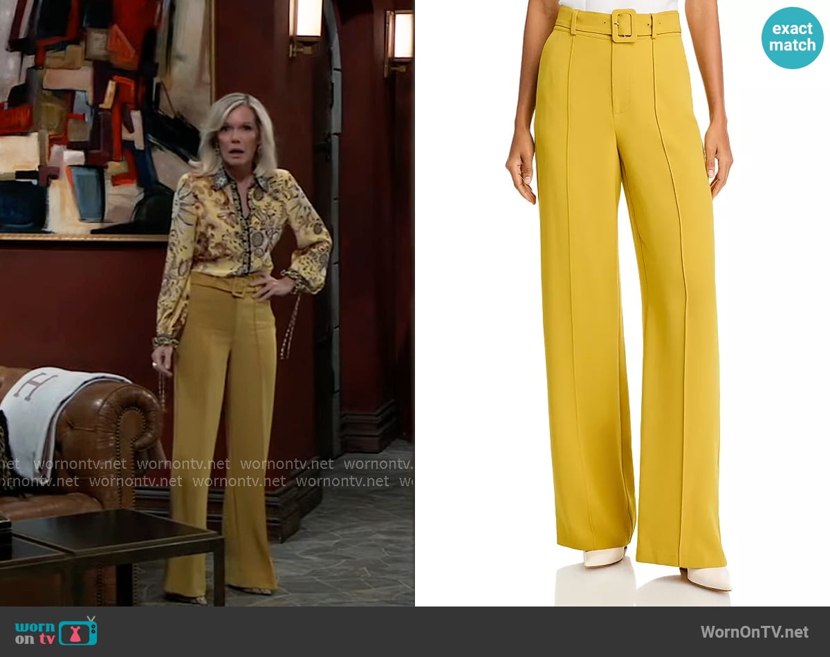 Cinq a Sept Ester Pant in Golden Palm worn by Ava Jerome (Maura West) on General Hospital