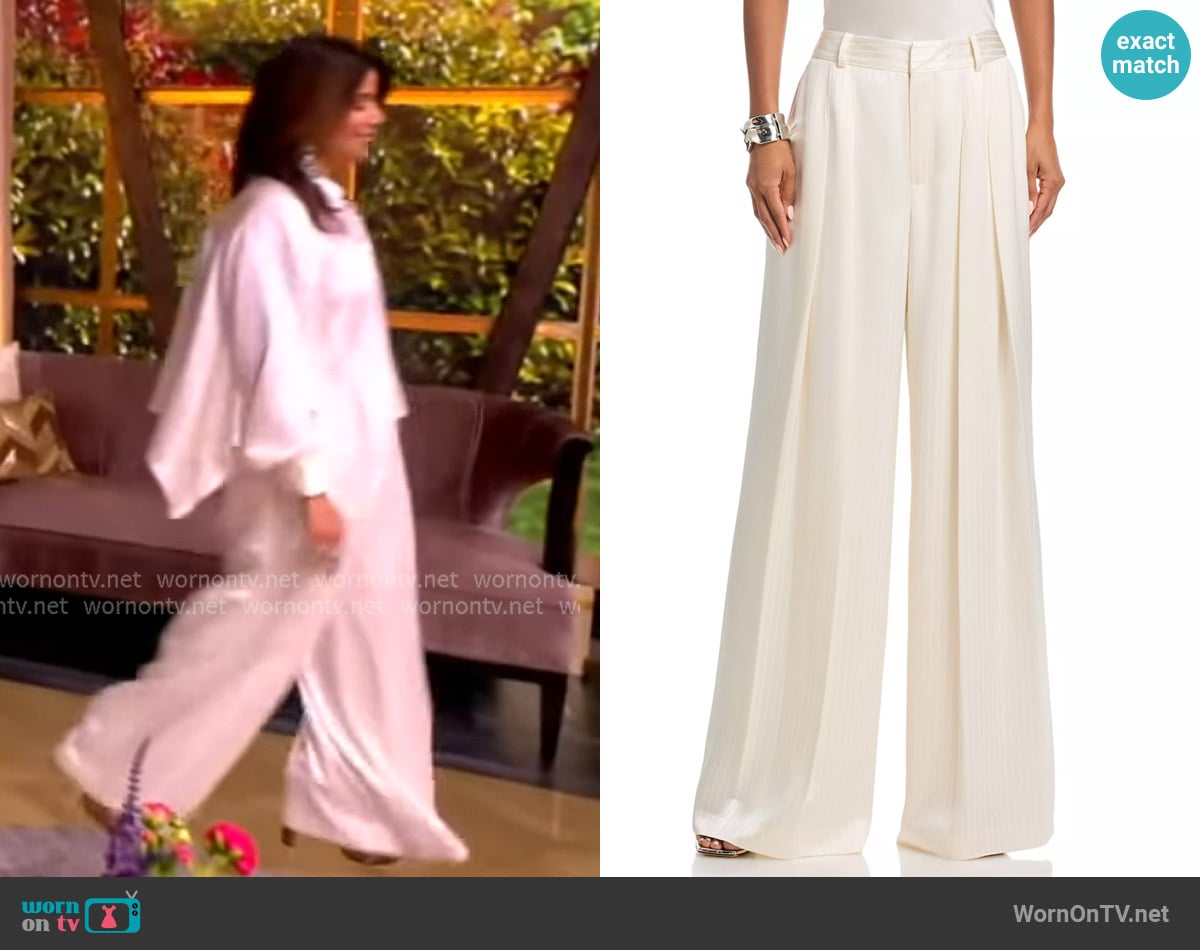 Cinq a Sept Georgia Satin Stripe Pants worn by Ana Navarro on The View