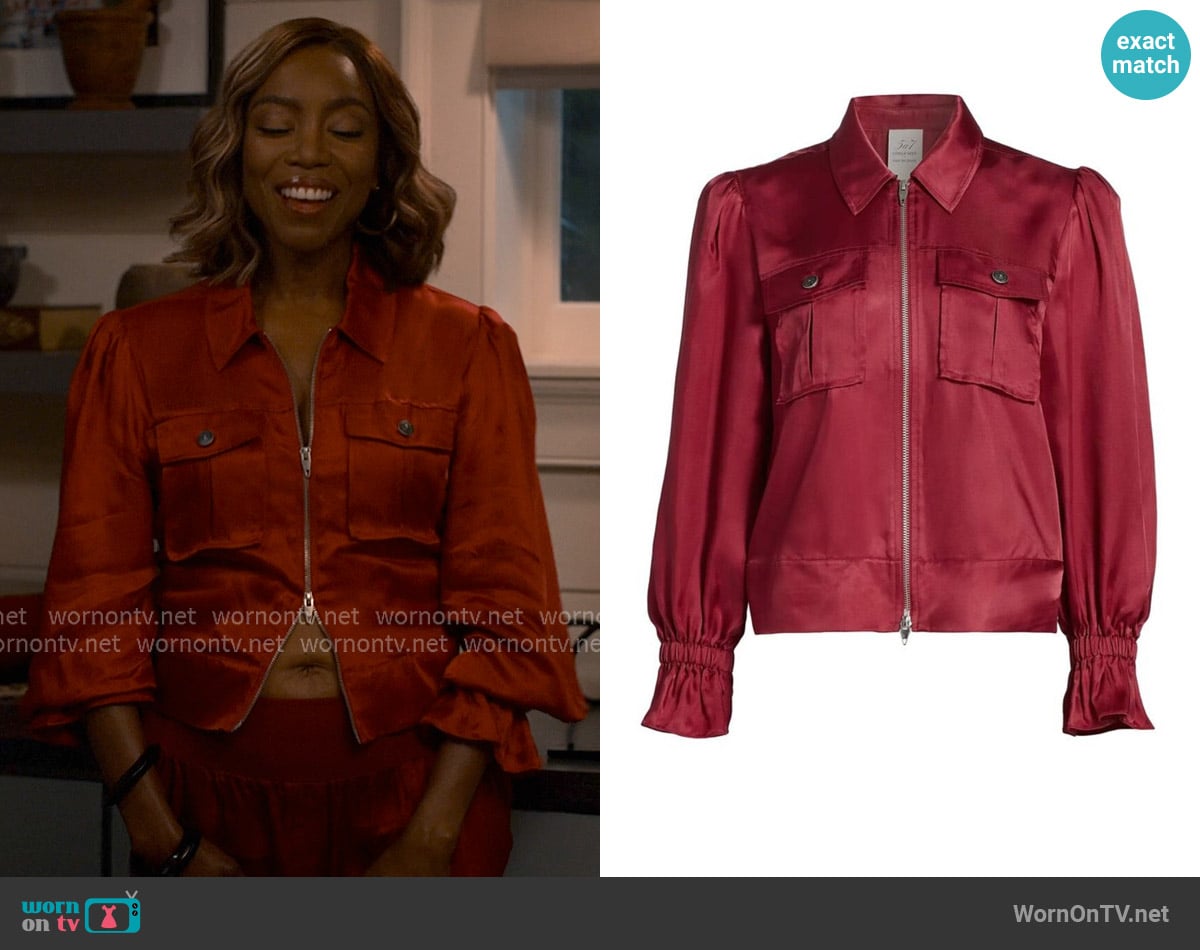 Cinq a Sept Holly Cropped Jacket in Rosewood worn by Helen Decatur (Heather Headley) on Sweet Magnolias