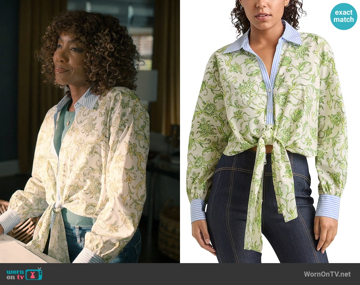 Cinq a Sept Ivy Paisley Poplin Blouse worn by Helen Decatur (Heather Headley) on Sweet Magnolias