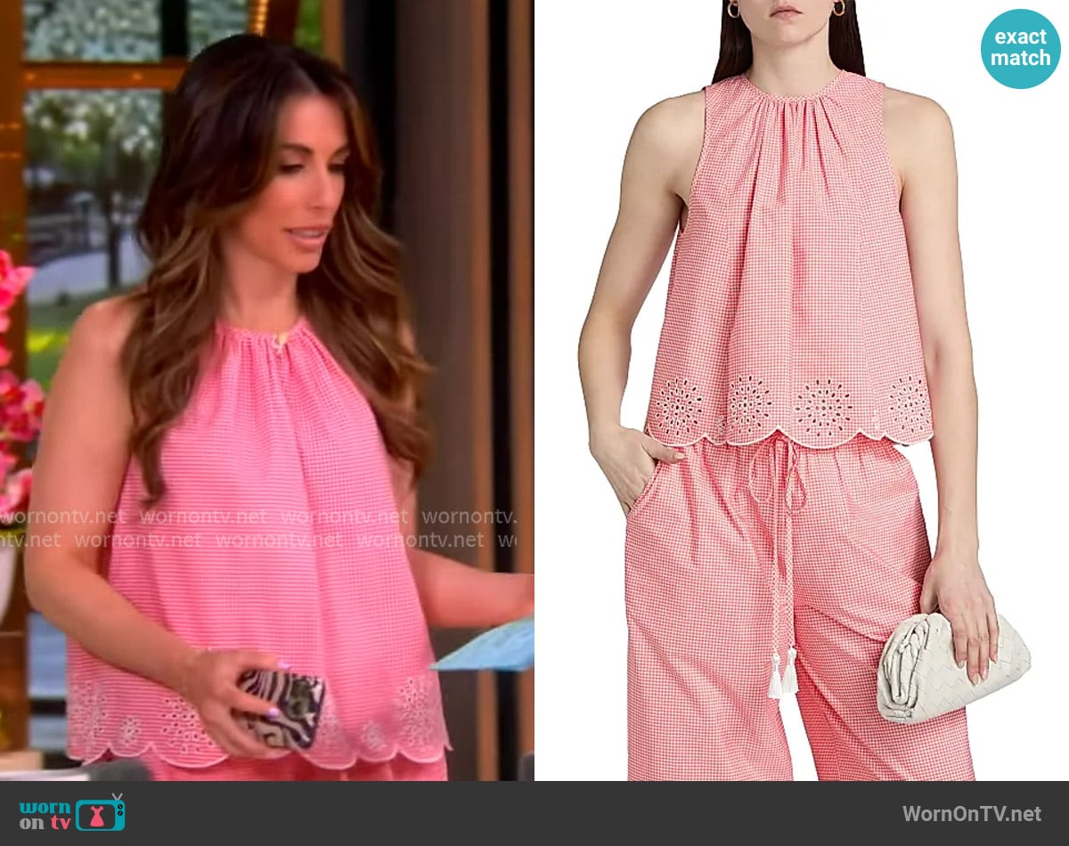 Cinq a Sept Jessa Gingham Eyelet Cotton-Blend Top worn by Alyssa Farah Griffin on The View