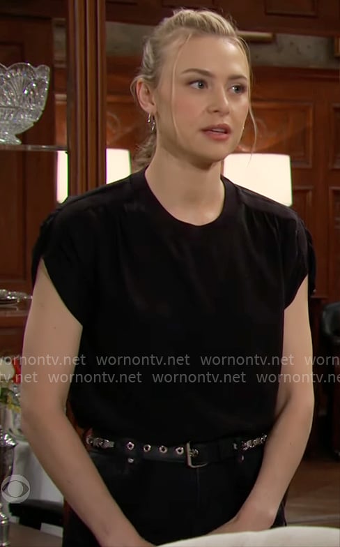Claire’s black top on The Young and the Restless
